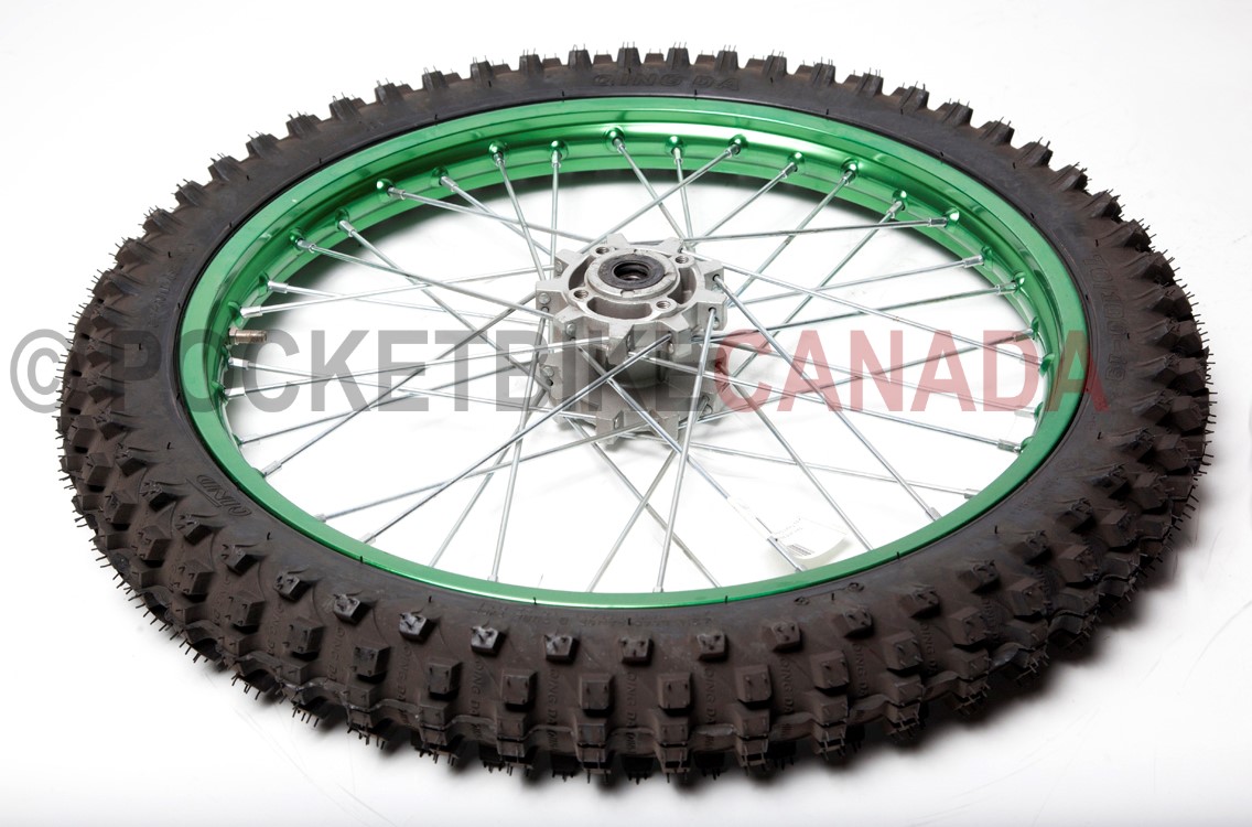 70/100-19 QD-016-003 QingDa Tire & Green Rim Chrome Spoke for DirtBike - G2080112