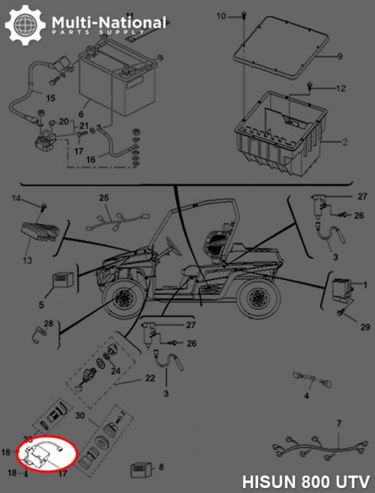 2WD / 4WD Switch - 400cc, 500cc, 700cc, 800cc Hisun - 10A8280 - PBC2110F1