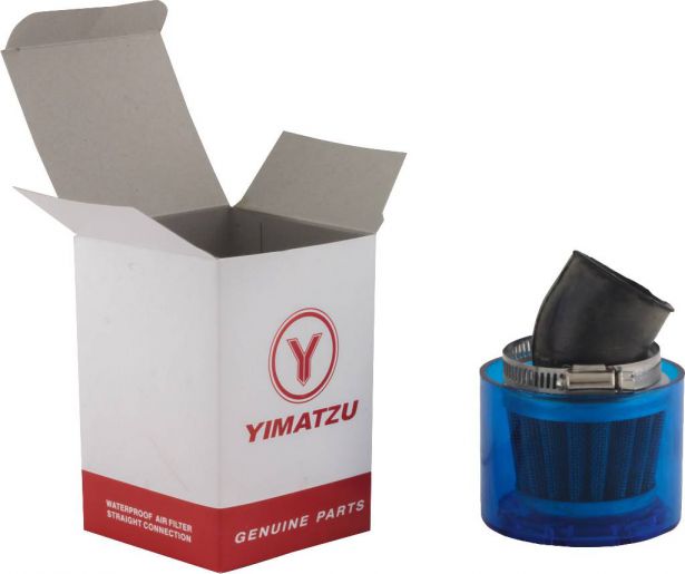 Air Filter - 35mm, Conical, Waterproof, Angled, Yimatzu Brand, Blue - 60A1352BU - PBC75F1