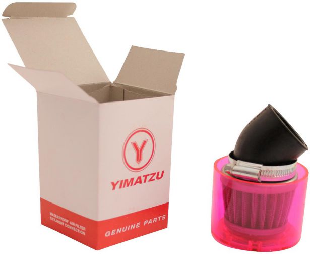 Air Filter - 38mm to 40mm, Conical, Waterproof, Angled, Yimatzu Brand, Red - 60A1362RD - PBC82F1