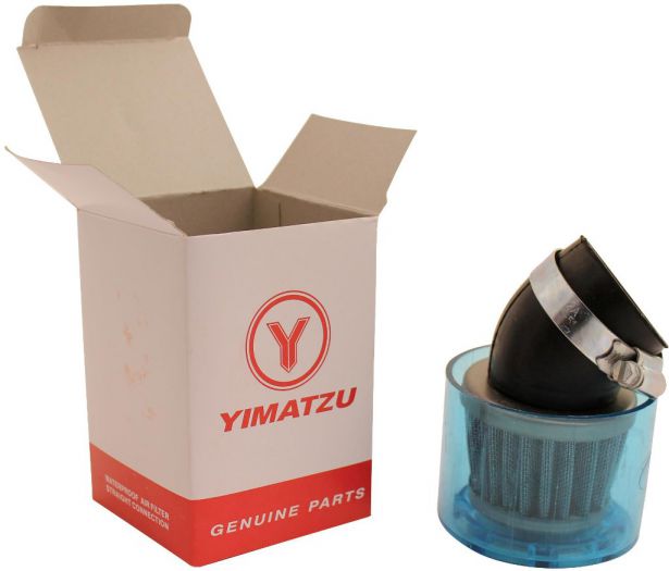 Air Filter - 41mm to 43mm, Conical, Waterproof, Angled, Yimatzu Brand, Blue - 60A1372BU - PBC89F1