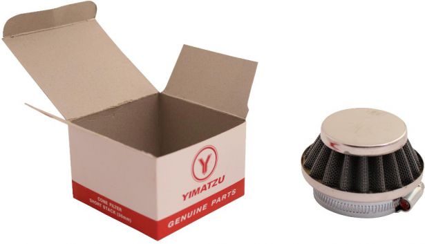 Air Filter - 44mm to 46mm, Conical, Small Stack (30mm), 2 Stroke, Yimatzu Brand, Chrome - 60P1170CR - PBC49F1