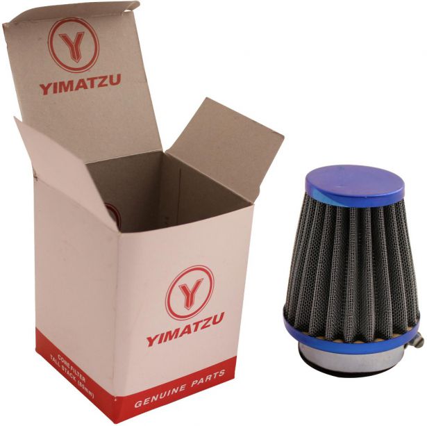 Air Filter - 44mm to 46mm, Conical, Tall Stack (80mm), 2 Stroke, Yimatzu Brand, Blue - 60P1190BU - PBC66F1