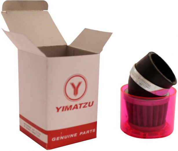 Air Filter - 48mm to 50mm, Conical, Waterproof, Angled, Yimatzu Brand, Red - 60A1392RD - PBC55F1