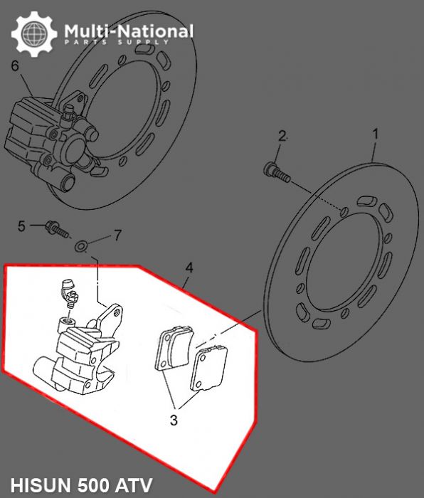 Brake Caliper - Front Right, ATV, Hisun, 500-700cc - 90A7057 - PBC794F1