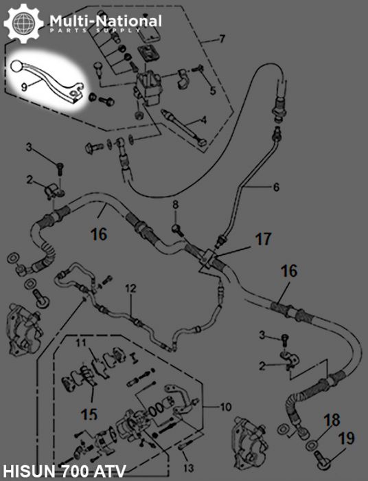 Brake Lever - Aluminum, Black, 400cc, 500cc, 700cc, 800cc Hisun - LVR3382BK - PBC2987F1