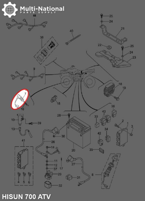 Brake Light Switch - ATV/UTV, 400cc to 800cc, Hisun, Rear Brake - 10A8840 - PBC2050F1