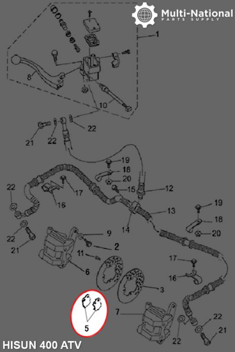 Brake Pads - Ceramic, ATV, Hisun, 400-700cc (1pc) - 90A1250 - PBC813F1