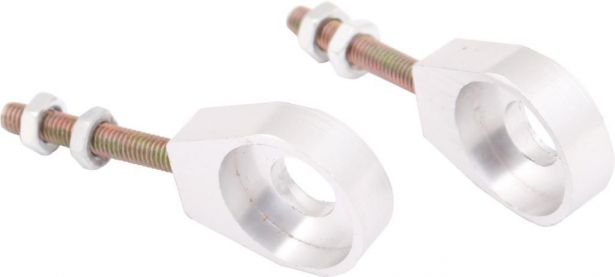 Chain Tensioners - Chain Adjuster, Silver, CNC Machined, 50cc to 250cc, 2 pcs - 70A9720SV - PBC1163F1