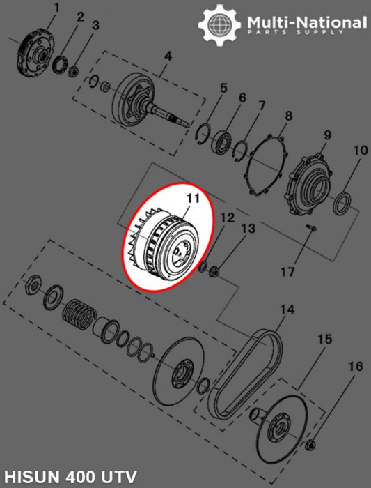 Clutch - Variator, 21 Spline, Hisun, 400cc, ATV/UTV - 30A3640 - PBC1272F1