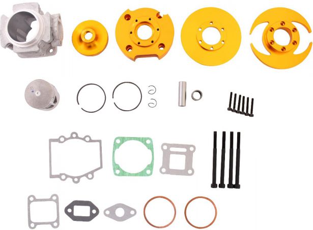 Cylinder Head Assembly - Big Bore, CNC, Dual Valve, Pocket Bike, 49cc, Air Cooled - 20P8490GD - PBC1599F1