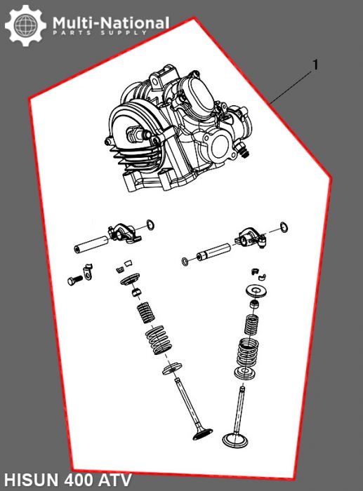 Cylinder Head Assembly - ATV, Hisun, 400cc - 20A8877 - PBC1692F1
