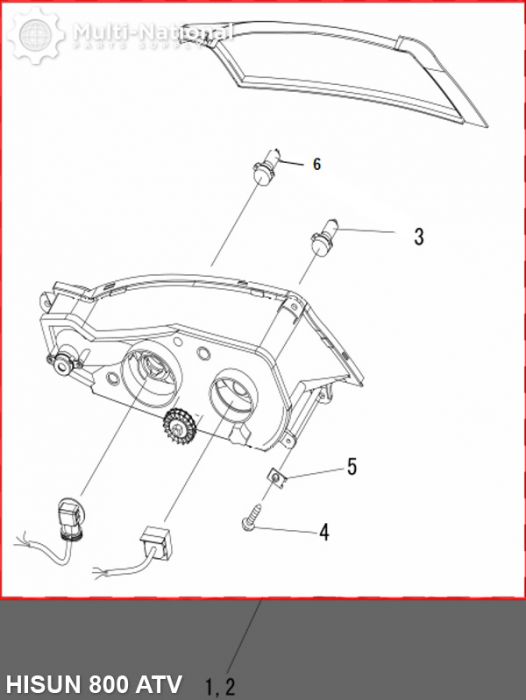 Front Light - 800cc, ATV, Hisun, Right - 70A7081 - PBC3101F1