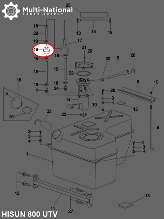 Fuel Filter - Metal, ATV/UTV, Hisun, 800cc - 20A5282 - PBC2511F1