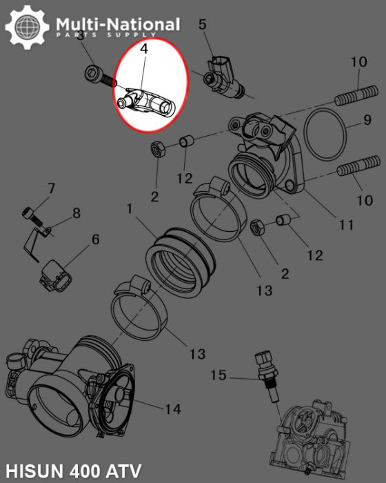 Fuel Injector Mounting Seat - ATV, Hisun, 400-700cc - 20A7970 - PBC2471F1