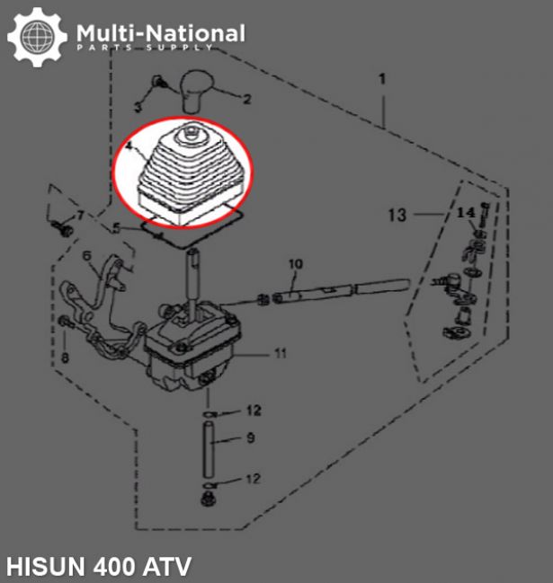 Gear Shift Boot - ATV, Hisun, 400-500cc - 70A8850 - PBC3478EF1