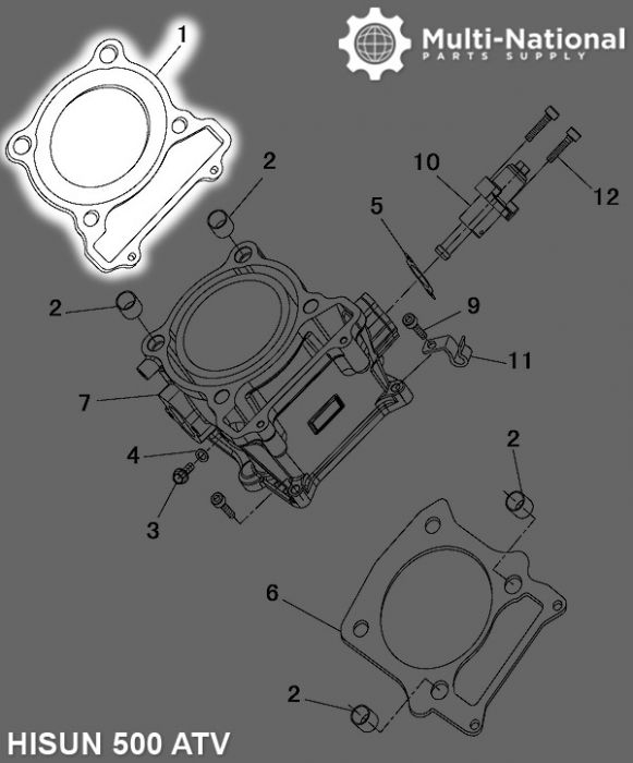 Head Gasket - ATV, Hisun, 500cc (1pc) - GSK2051 - PBC2686F1