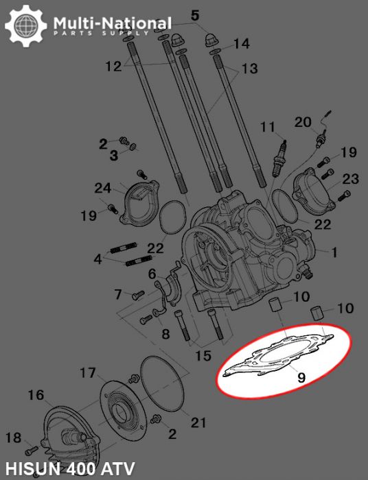 Head Gasket - Hisun, 400cc, ATV/UTV (1pc) - GSK2043 - PBC2678F1