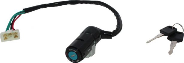 Ignition Key Switch - 5 Wire, 6 pin Male, Metal, Steering Lock, Scooter, GY6 - 10A4252 - PBC2072F1