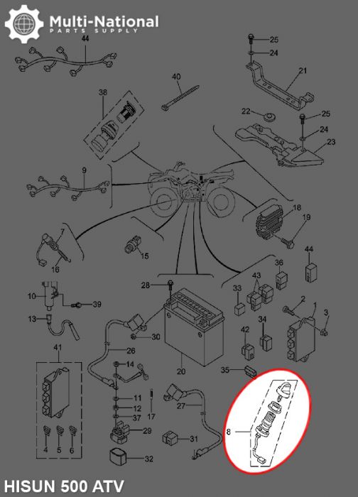 Ignition Key Switch - ATV, Hisun, 400-700cc - 10A4251 - PBC2205F1