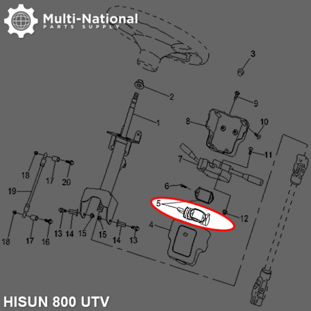 Ignition Key Switch - UTV, Hisun, 800cc - 10A4280 - PBC2145F1