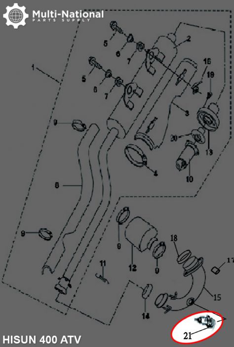 Oxygen Sensor - ATV, Hisun, 400-800cc - 10A6640 - PBC2029F1