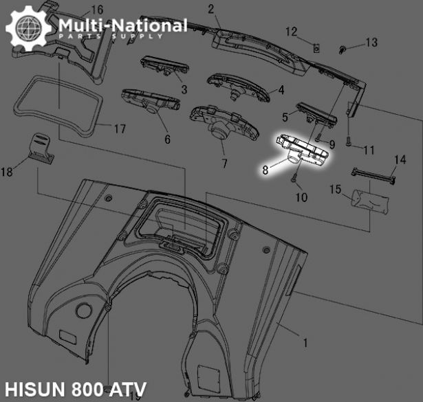 Signal Light Housing - Left, Rear, ATV, Hisun, 800cc - 70A7680 - PBC3117F1