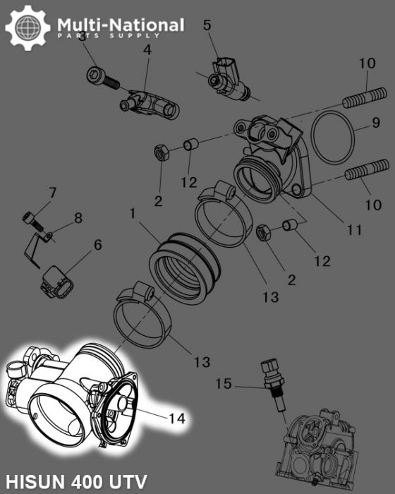 Throttle Body - Damper D42-2, Hisun, 400cc, ATV/UTV - 80A7040 - PBC1004F1