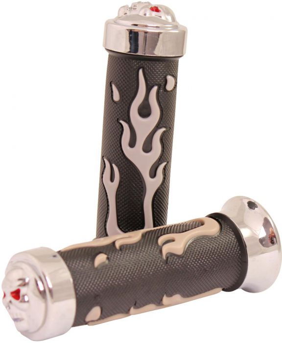 Throttle Grips - Metal Skulls, Gray - 70D1860GY - PBC2753F1