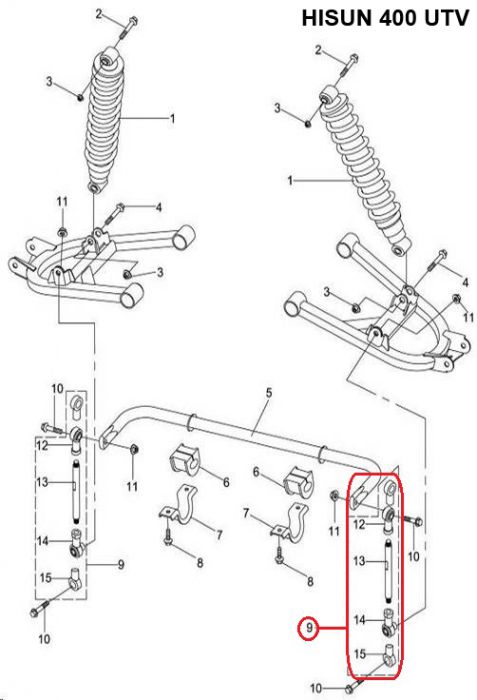 Tie Rod - Balance Lever, 400cc, 500cc, 700cc, 800cc Hisun - 90A3680 - PBC3293F1