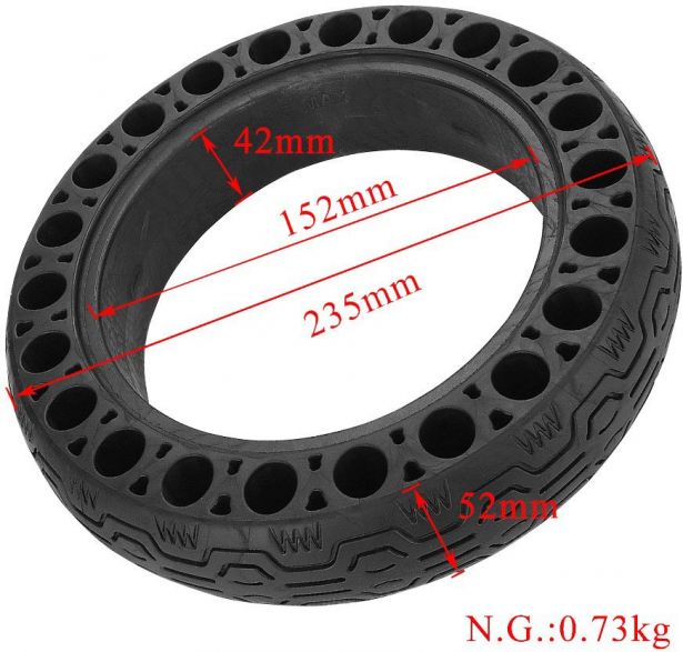 Tire - 10x2.5, 60/70-6.5, Circular Honeycomb, Solid, Red, G30 - PBC40K10F1