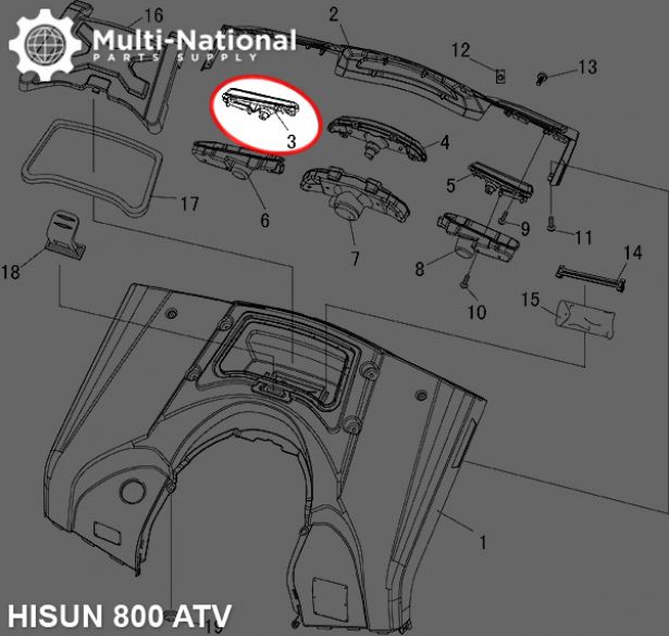 Turn Signal Light - Rear, Right , ATV, Hisun, 800cc - 70A7481 - PBC3092F1