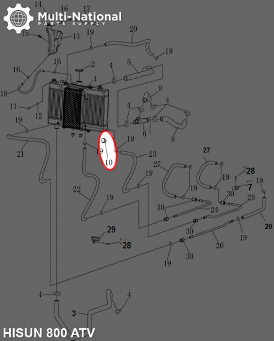 Water Temperature Sensor - ATV, Hisun, 400-800cc - 20A4340 - PBC2000F1