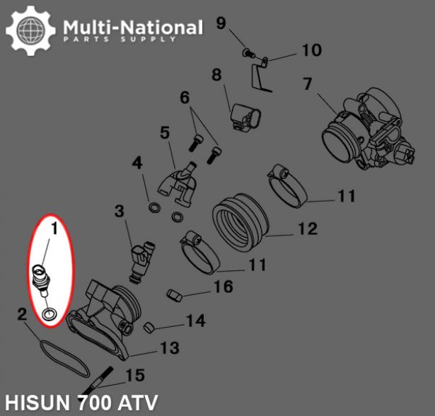 Water Temperature Sensor - Hisun, 400-800cc, ATV/UTV - 20A7440 - PBC1462F1