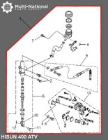 Foot/Rear Brake Lever and Caliper Assembly - ATV, Hisun, 400cc - 90A4242 - PBC775F1