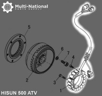 Stator - Magneto Coil, 18G, 5 Wire, 500-700cc, Hisun - 30A9389 - PBC2363F1