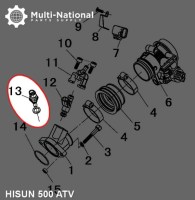 Water Temperature Sensor - Hisun, 400-800cc, ATV/UTV - 20A7440 - PBC1462F1