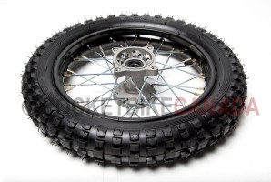 2.75-12 GuangLi Tire & Black Wheel with Chrome Spokes for DirtBike - G2050046